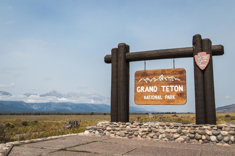 Panneau d'entrée du parc de Grand Teton